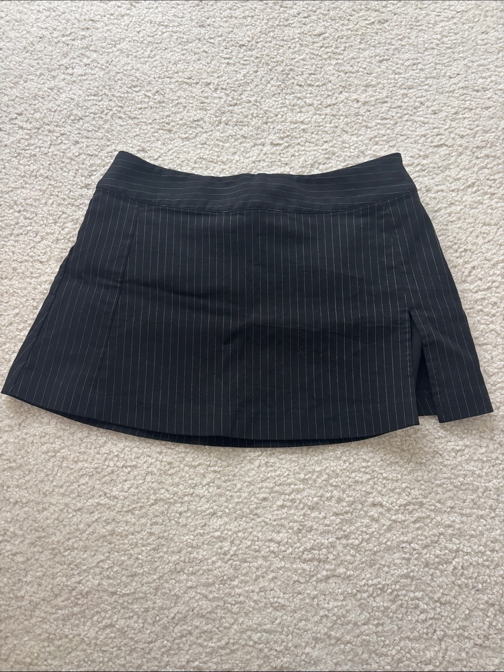Black Pinstripe Mini Skirt